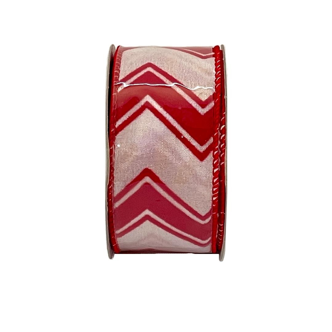 CHRISTMAS RIBBON ZIGZAG  270*4CM WHITE AND RED