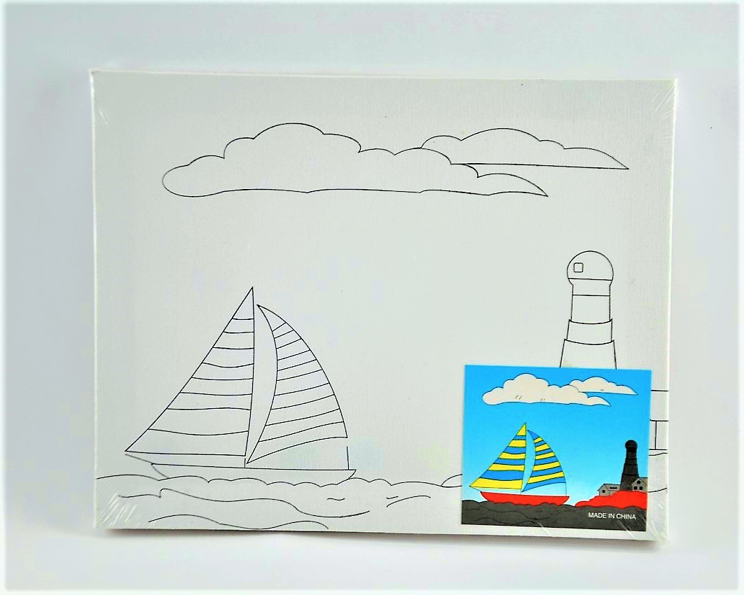 Canvas Wooden Drawing Board Boat 20X25cm+Watercolor+Brush