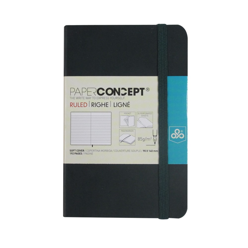 Paper Concept Noteboook Soft Cover A6 96Sh Lined W/Elastic Dark Green 85Gr